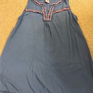 Blue Embroidered Women's Tank Top